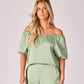 Off-shoulder blouse - sage green