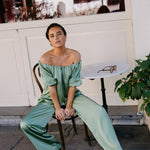 Off-shoulder blouse - sage green