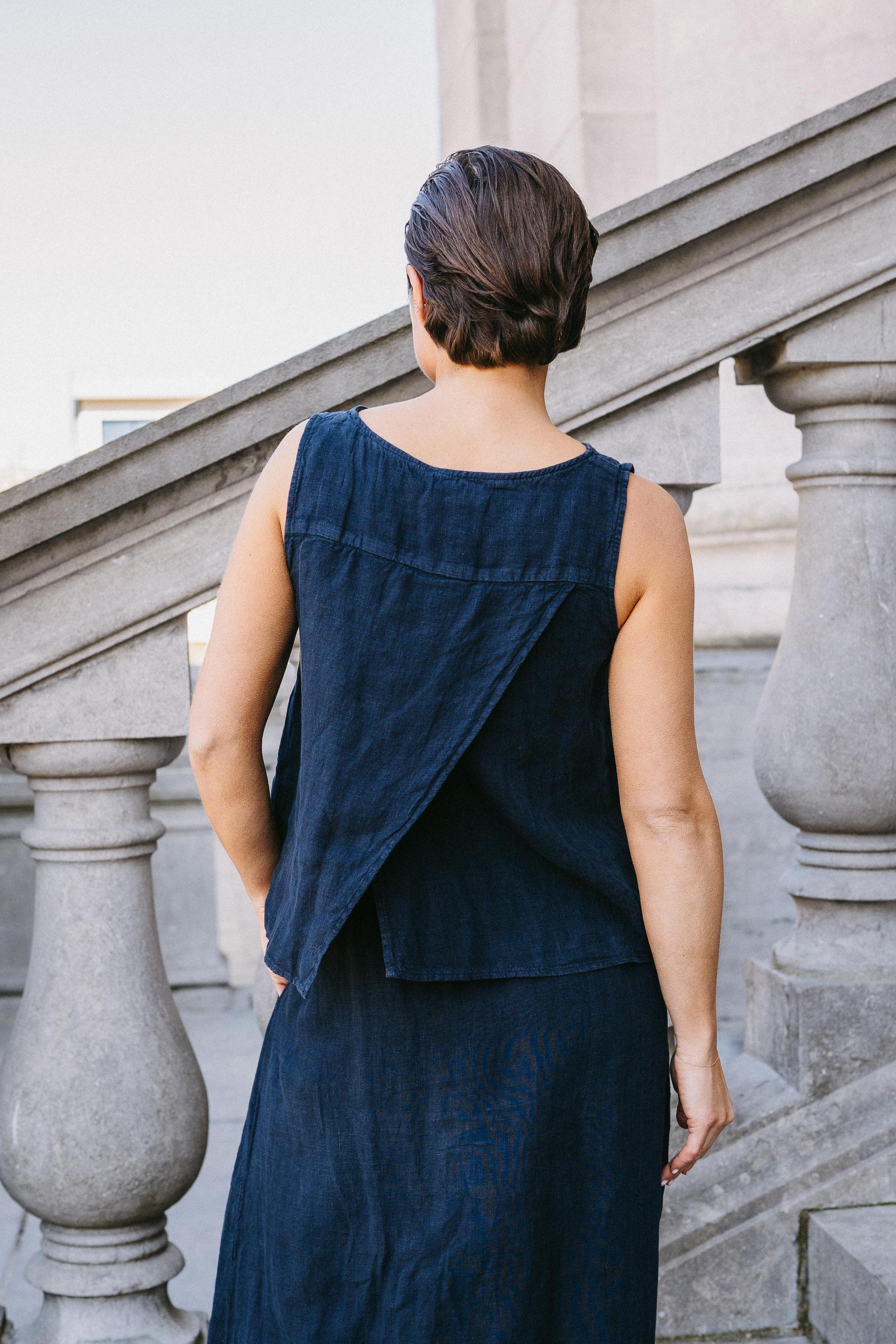 Linnen top - Navy
