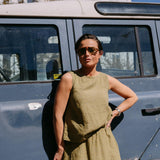 Linnen top - Olive