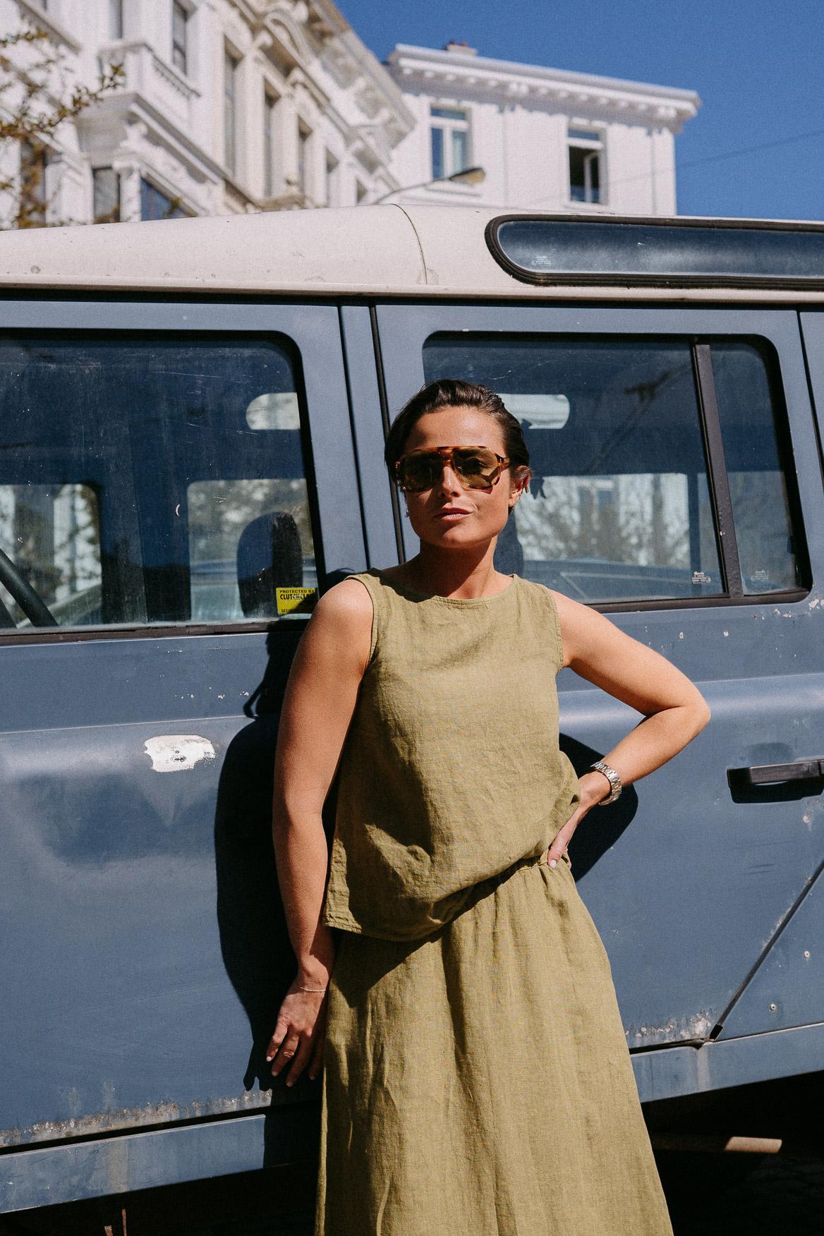 Linnen top - Olive
