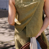 Linnen top - Olive
