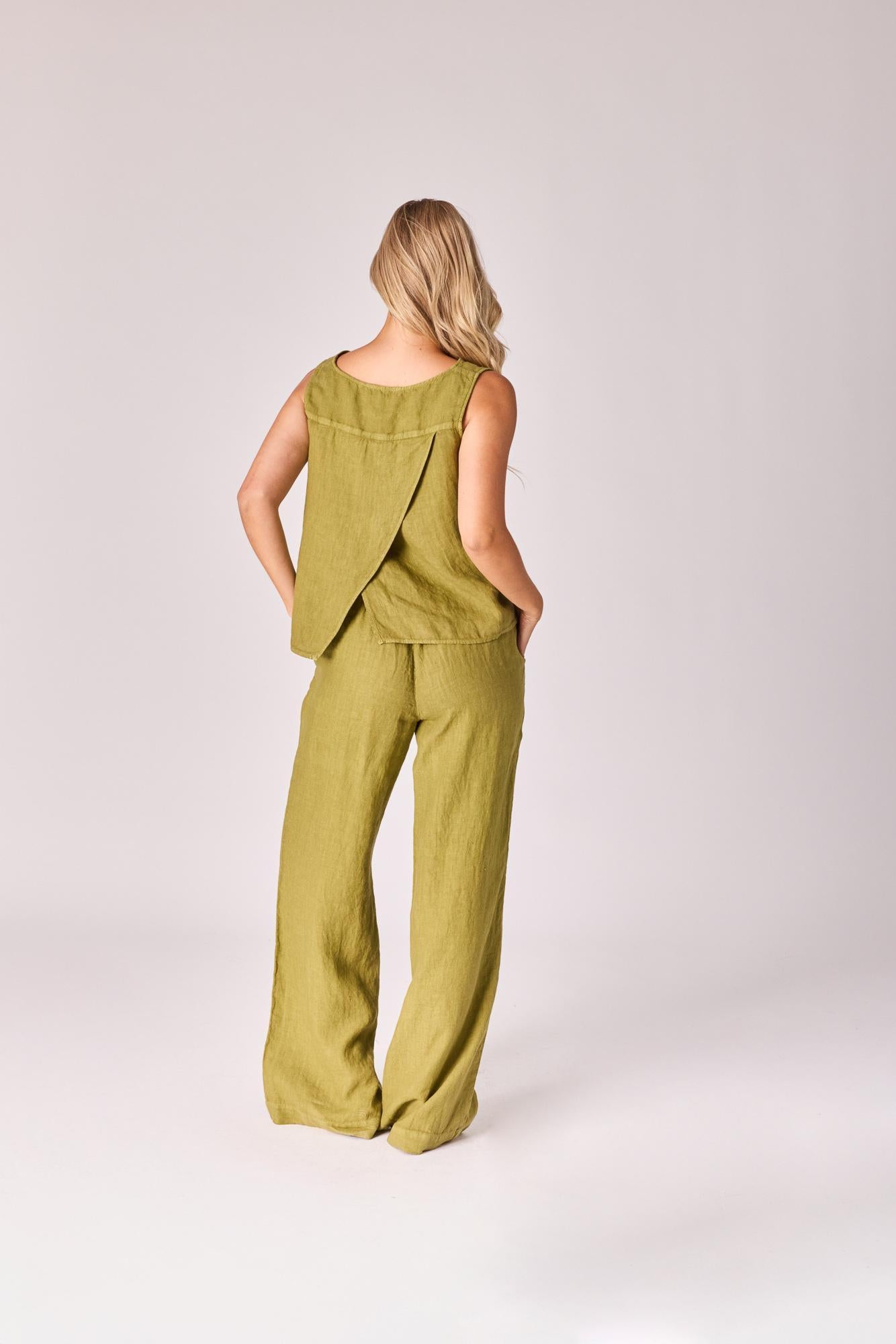 Linnen top - Olive