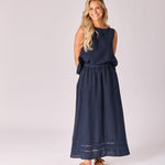 Linnen rok met rekker - Navy
