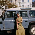 Linnen rok met rekker - Olive
