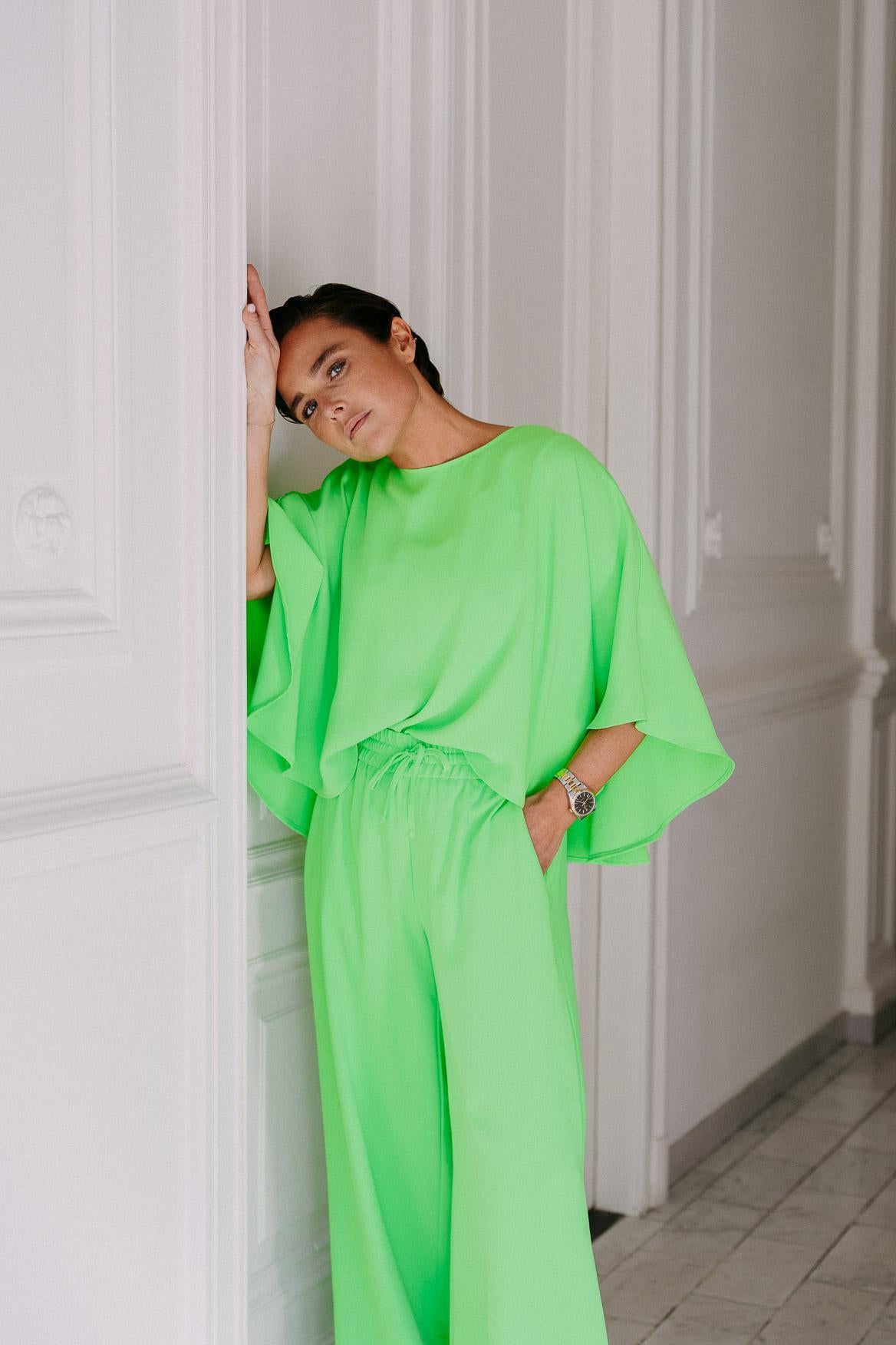 Top met afneembare cape - Neon green