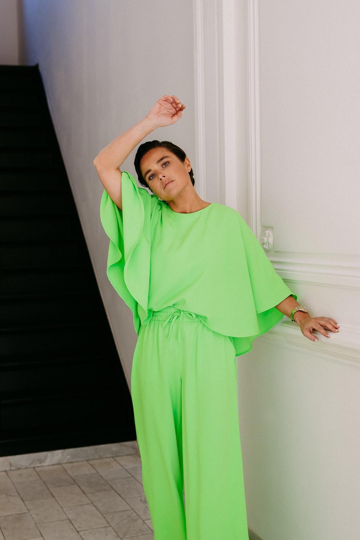 Top met afneembare cape - Neon green