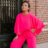 Top met afneembare cape - Pink