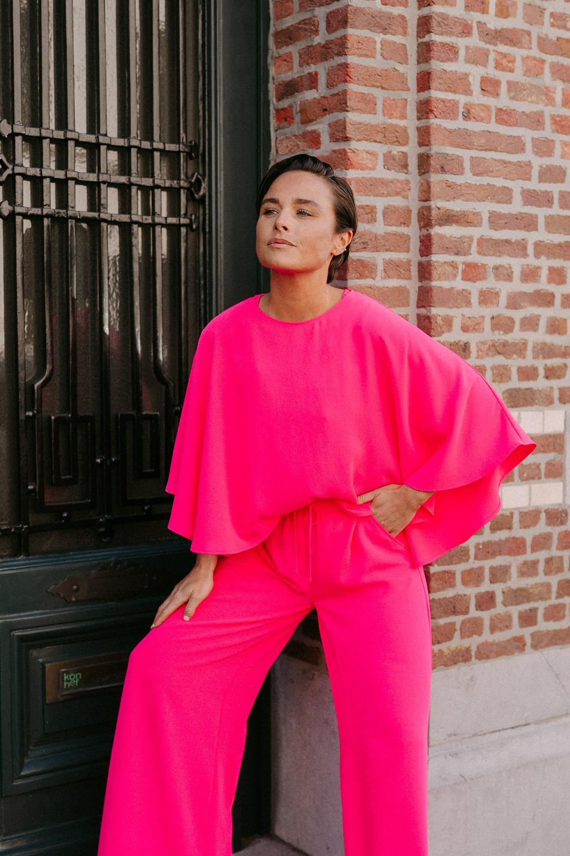 Top met afneembare cape - Pink