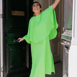 Mouwloze jurk met afneembare cape - Pink