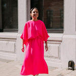 Mouwloze jurk met afneembare cape - Pink