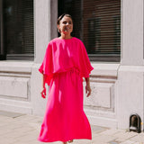 Mouwloze jurk met afneembare cape - Pink