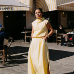 Lange rok met plooien - Butter yellow