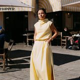Lange rok met plooien - Butter yellow