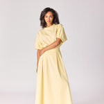 Lange rok met plooien - Butter yellow