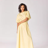 Lange rok met plooien - Butter yellow