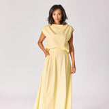 Lange rok met plooien - Butter yellow