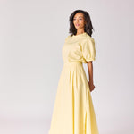 Lange rok met plooien - Butter yellow