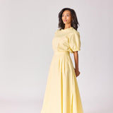 Lange rok met plooien - Butter yellow