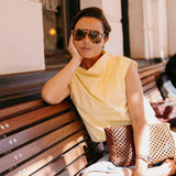 Top met gedrapeerde halslijn - Butter yellow