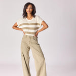 Mouwloze pull met strepen - Khaki
