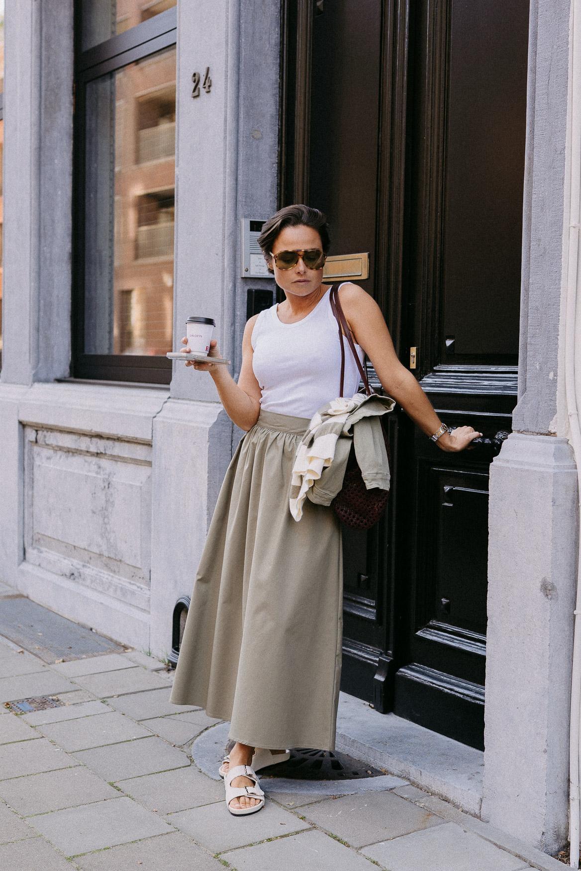 A-lijn rok uit katoen - Pistache