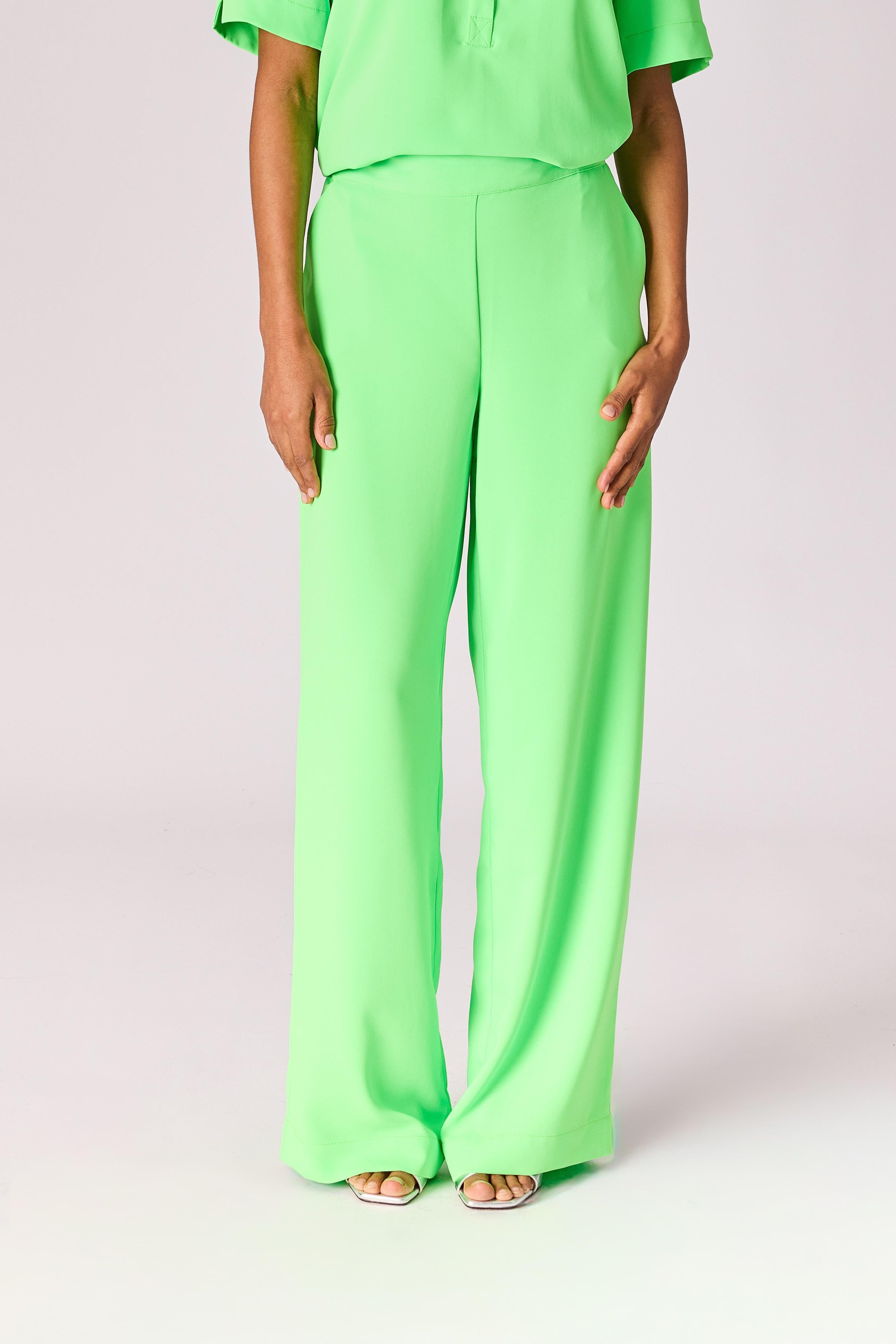 Broek met rekker in de taille - Neon green