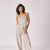 Bustier top in stretchstof - Taupe stripe