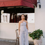 Bustier top in stretchstof - Taupe stripe