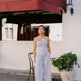 Bustier top in stretchstof - Taupe stripe