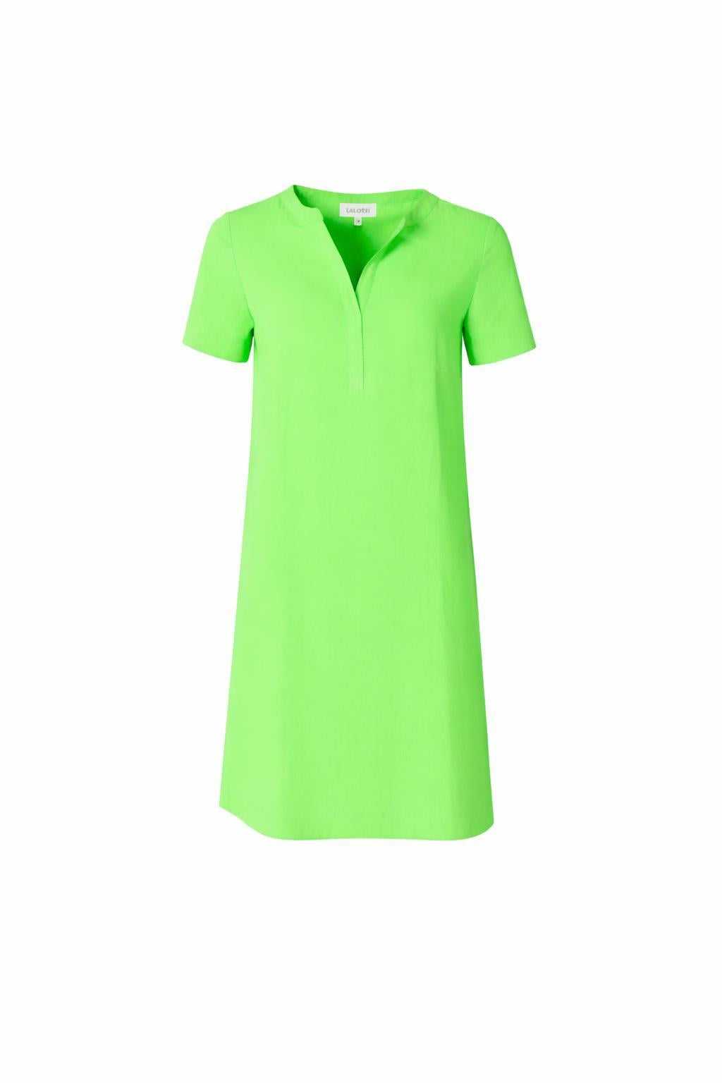Jurk met v-hals en korte mouw - Neon green