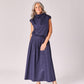 Lange rok met plooien - Navy