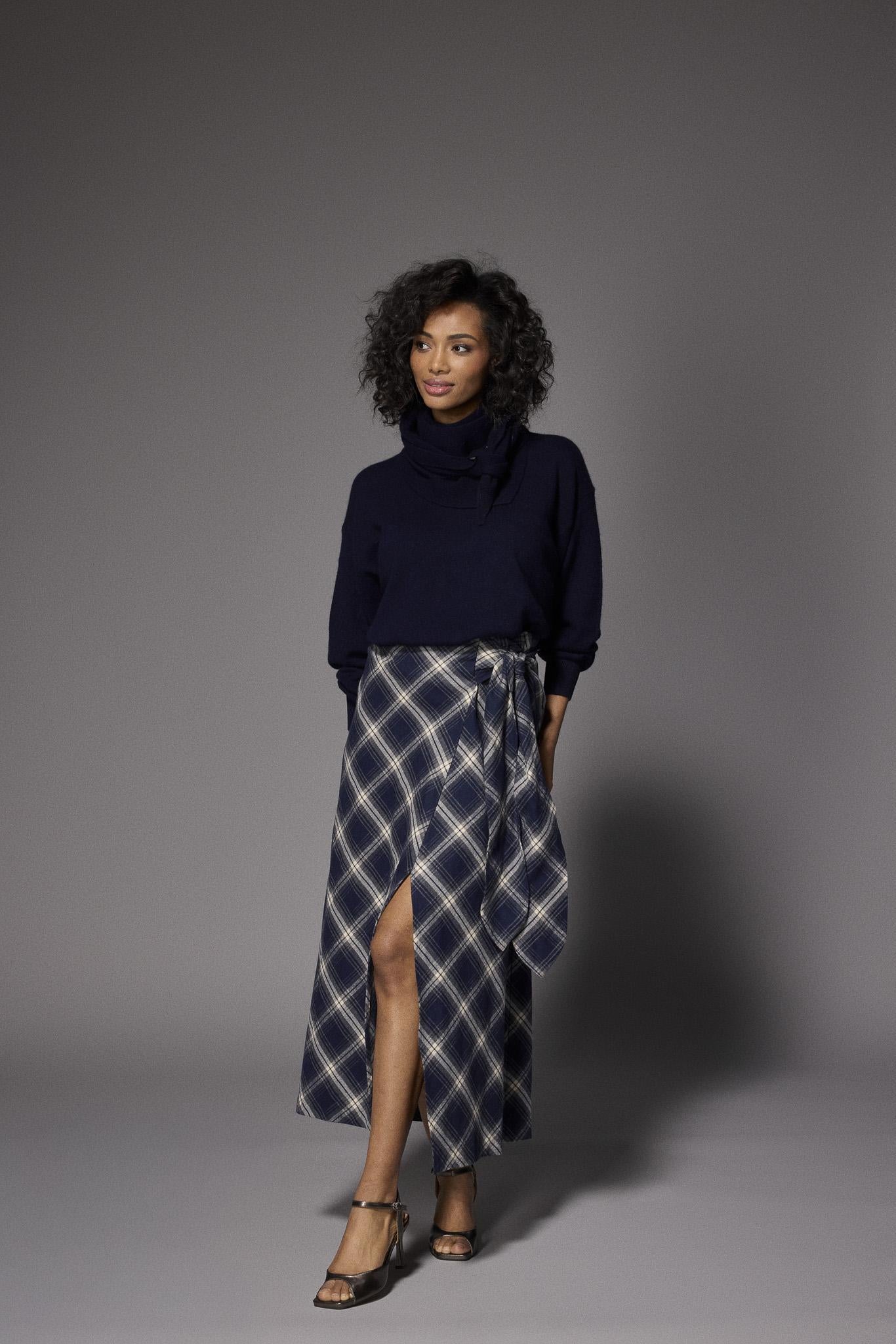 Atlanta flanellen maxi rok - Navy Checks
