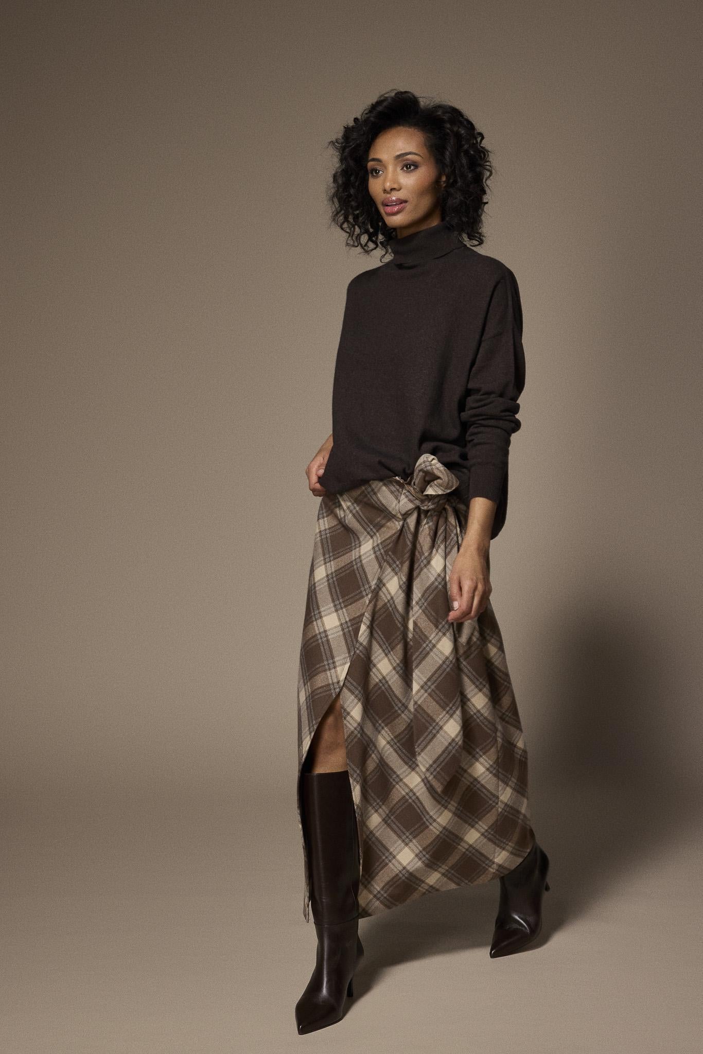 Atlanta flanellen maxi rok - Brown Checks