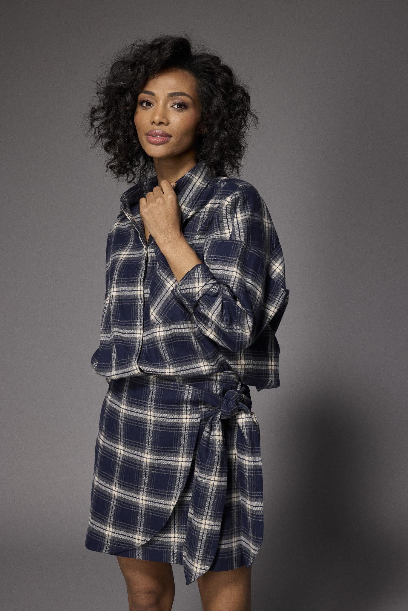 Dover flanellen minirok - Navy Checks