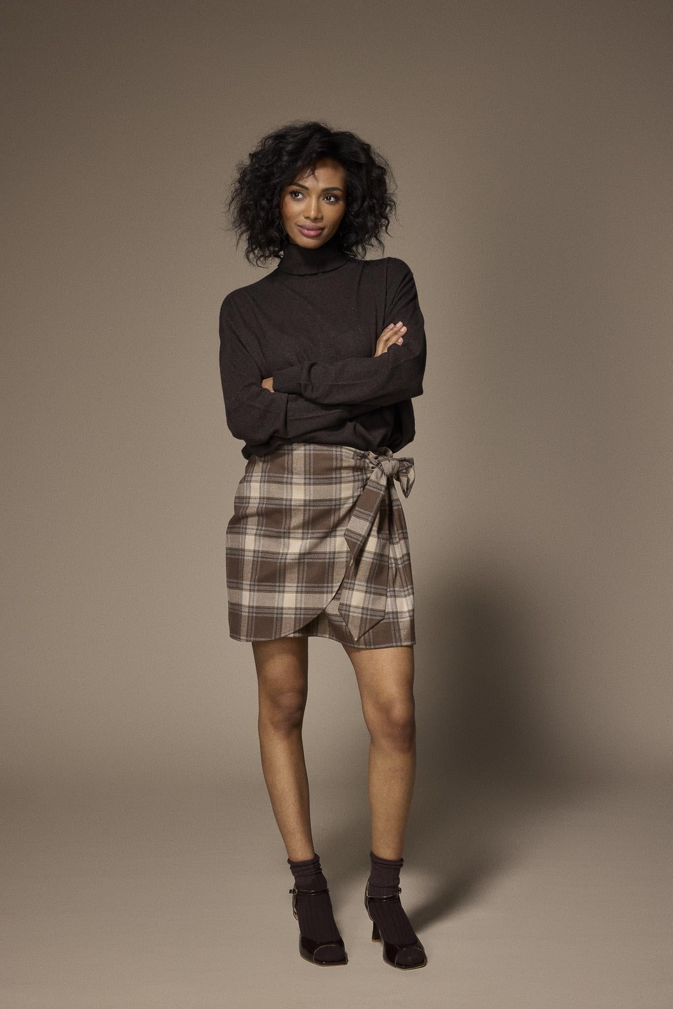 Dover flanellen minirok - Brown Checks