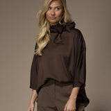Gala satijnen blouse - Brown
