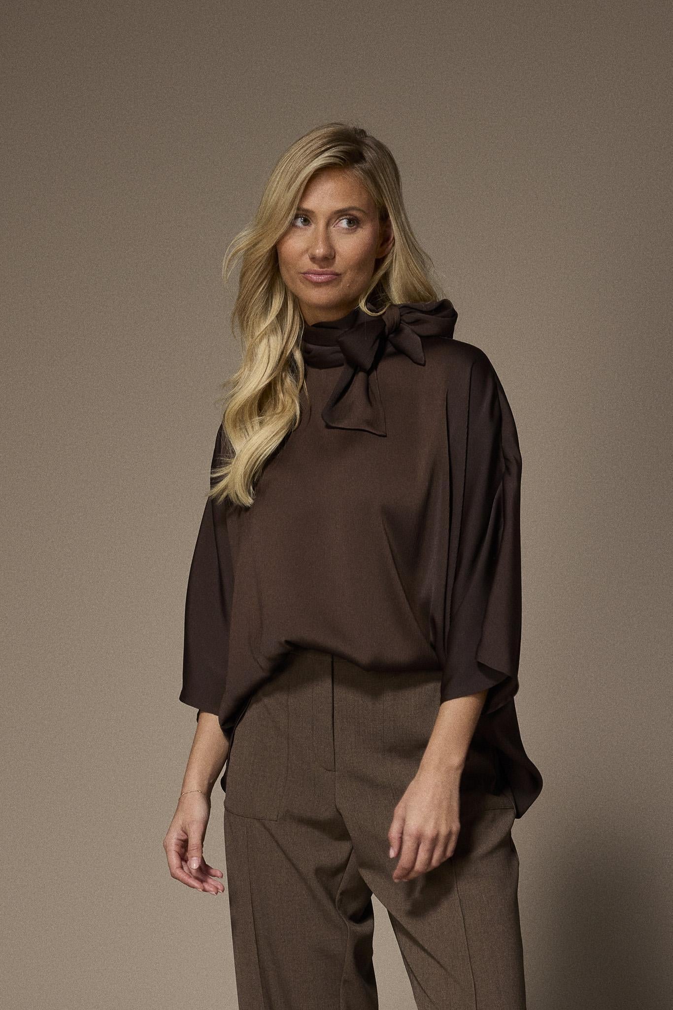 Gala satijnen blouse - Brown