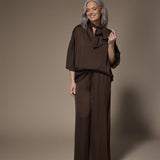 Gala satijnen blouse - Brown