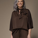 Gala satijnen blouse - Brown
