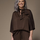 Gala satijnen blouse - Brown