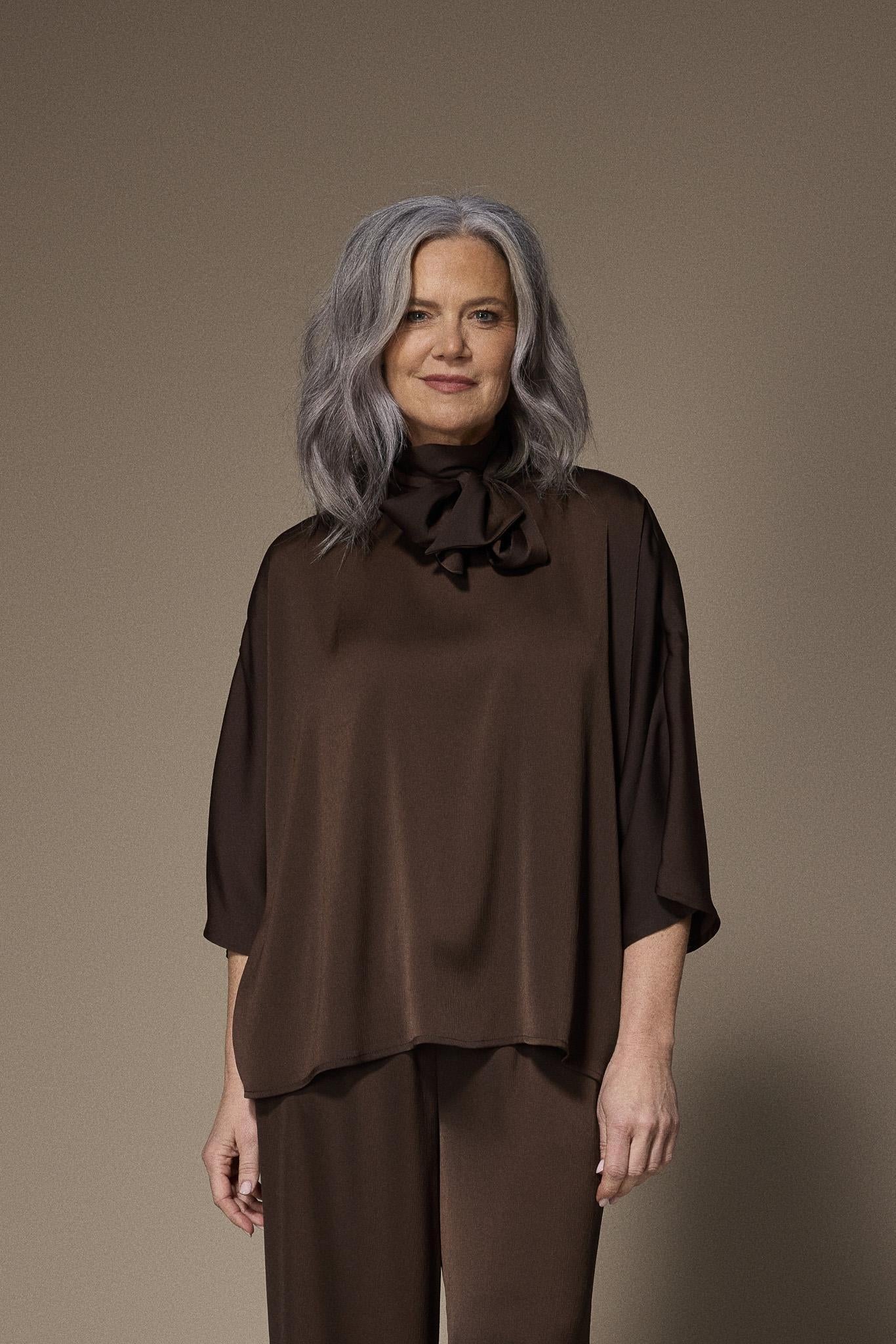 Gala satijnen blouse - Brown
