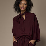 Gala satijnen blouse - Burgundy