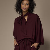 Gala satijnen blouse - Burgundy