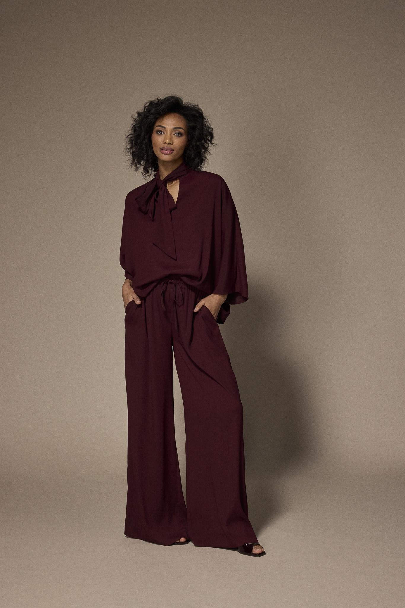 Gala satijnen blouse - Burgundy