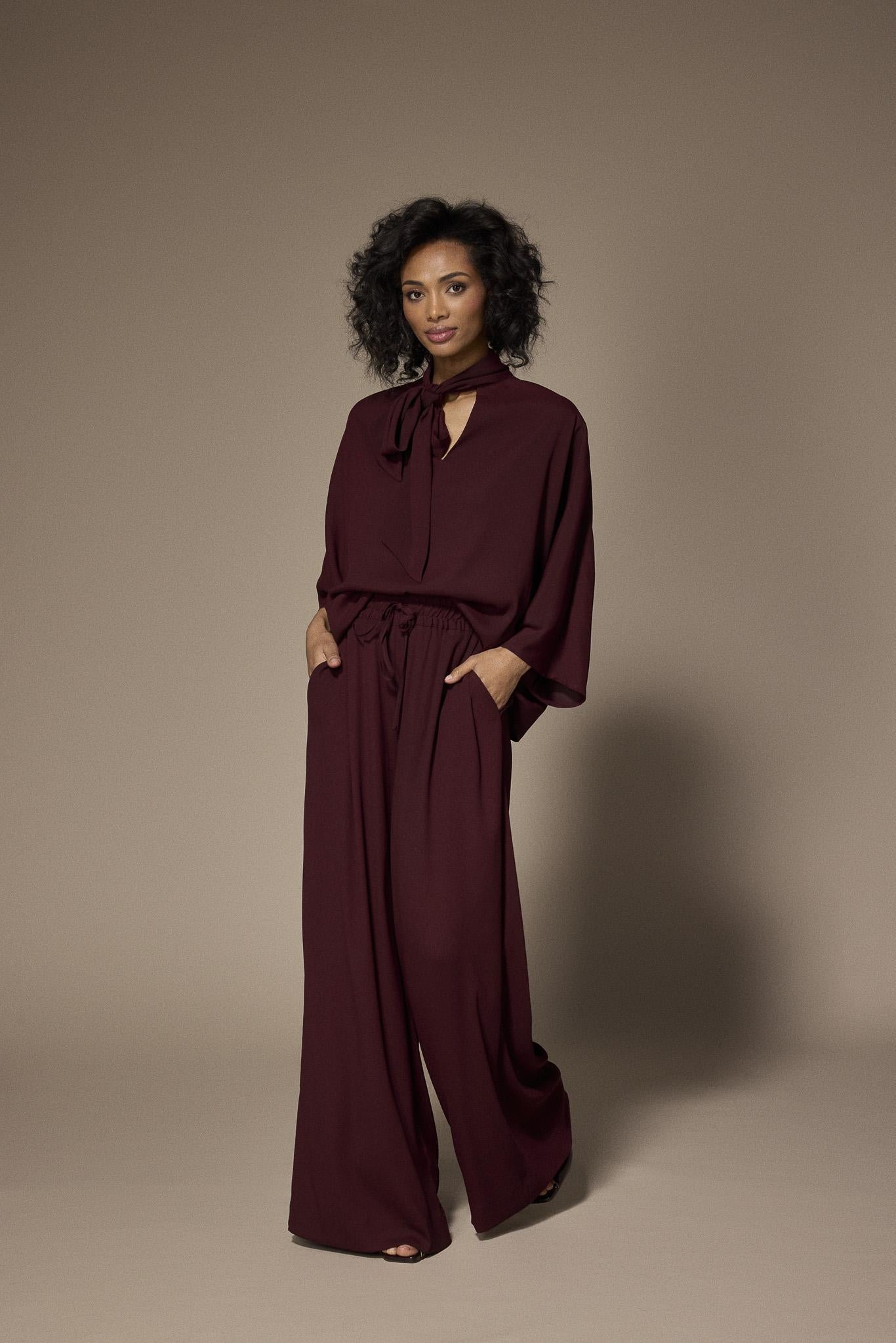 Gala satijnen blouse - Burgundy