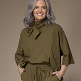 Gala satijnen blouse - Khaki