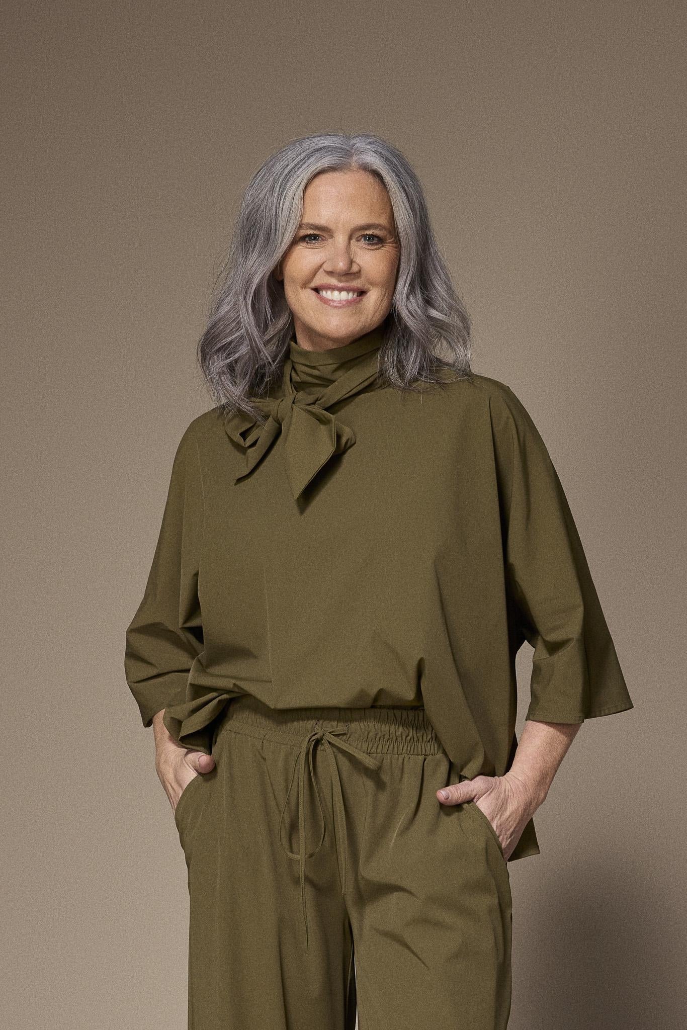 Gala satijnen blouse - Khaki