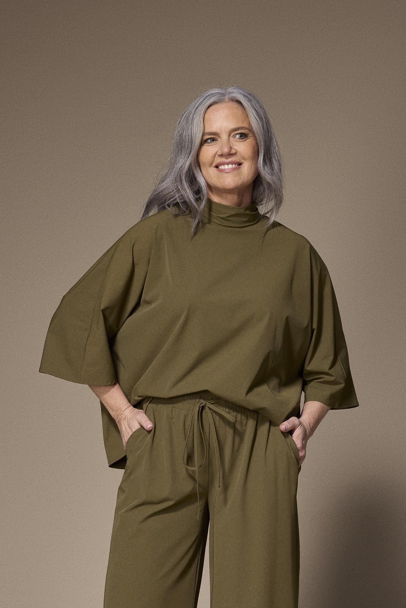 Gala satijnen blouse - Khaki