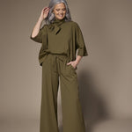 Gala satijnen blouse - Khaki